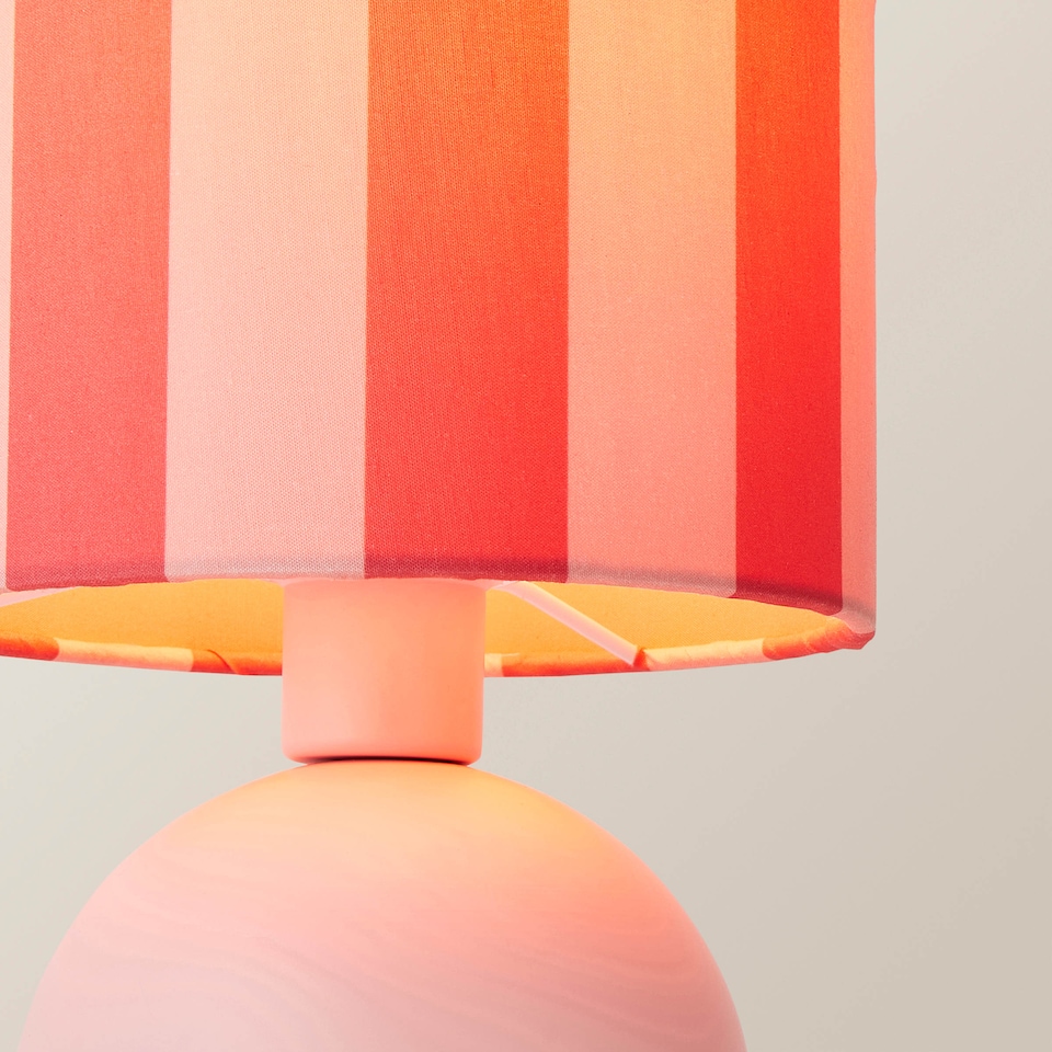 image 1 of ValueLights Miley Pink Stripes Drum Lamp Shade Pale Pink Table Lamp | Pink