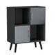 image 1 of Black 4-Cube Storage Unit with 2 Metal Handle Doors and Legs | Grey | Grey & Black | 1