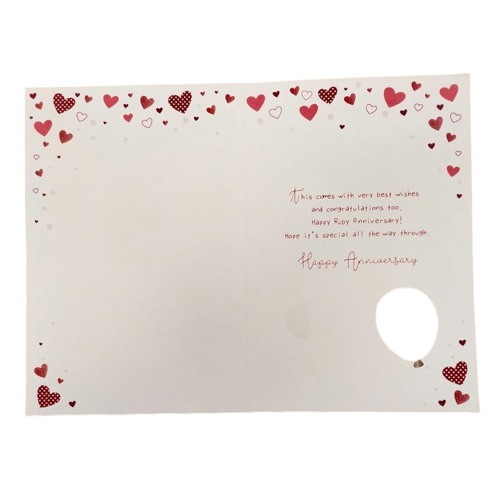 image 1 of On Your Ruby Anniversary Congratulations Balloon Boutique Greeting Card