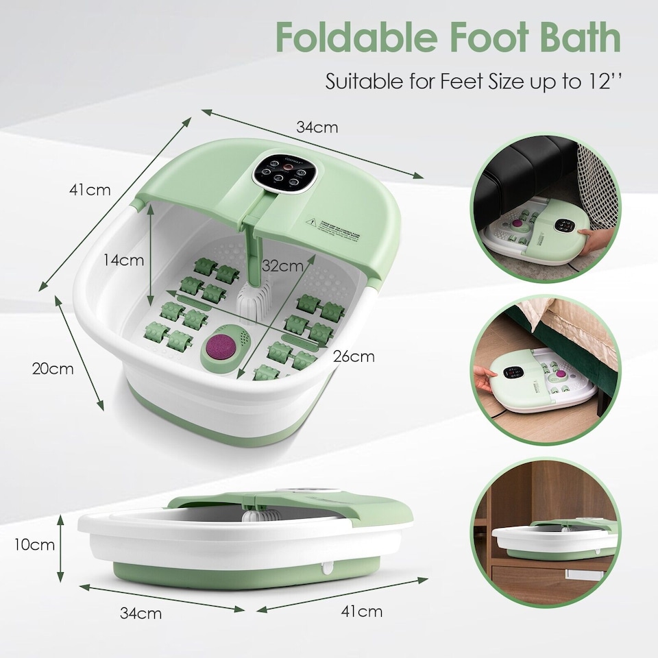 image 1 of Folding Foot Bath Massage Bubble Foot Spa Basin with Medicine Box Remote Control