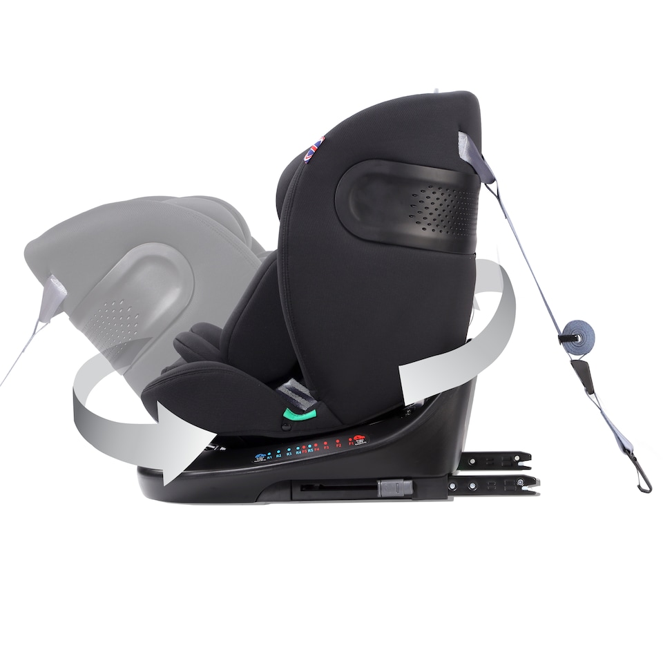 image 1 of Cozy N Safe Galaxy i-Size 360 Rotating Car Seat 40-150cm, ISOFix & Top Tether, Extended Rear & Forward Facing, 5 Recline Positions, Side Impact Protection, Birth to 12 Years (Jet)