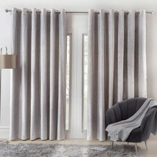 OHS Capri Matte Super Soft Velvet Lined Eyelet Curtains, 90x90" - Silver