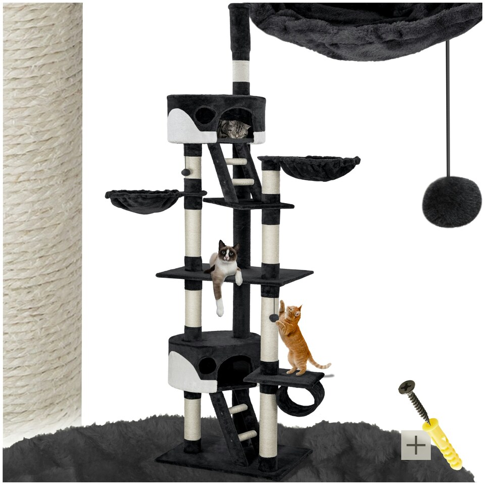 image 1 of Cat Tree Hansi - 243 to 260 cm, sisal cat scratching posts - Black/White