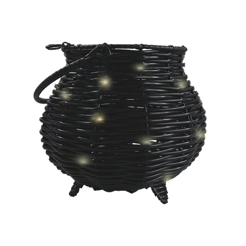 image 1 of Light Up Black Cauldron Halloween Decoration 17.5cm