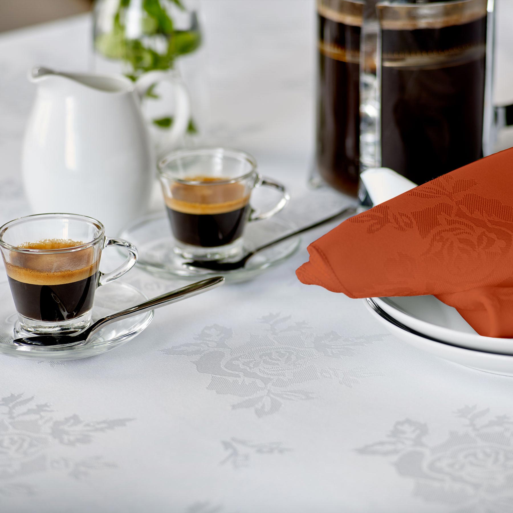 Vision Polyester Rose Design Coloured Napkin in Terracotta | Size: 41 cm x 41 cm