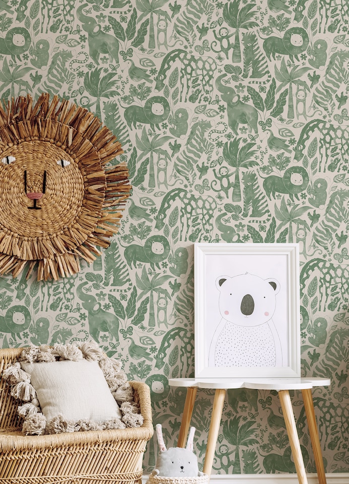 image 1 of NuWallpaper NUS4851 Sweet Safari Peel & Stick Wallpaper, Green
