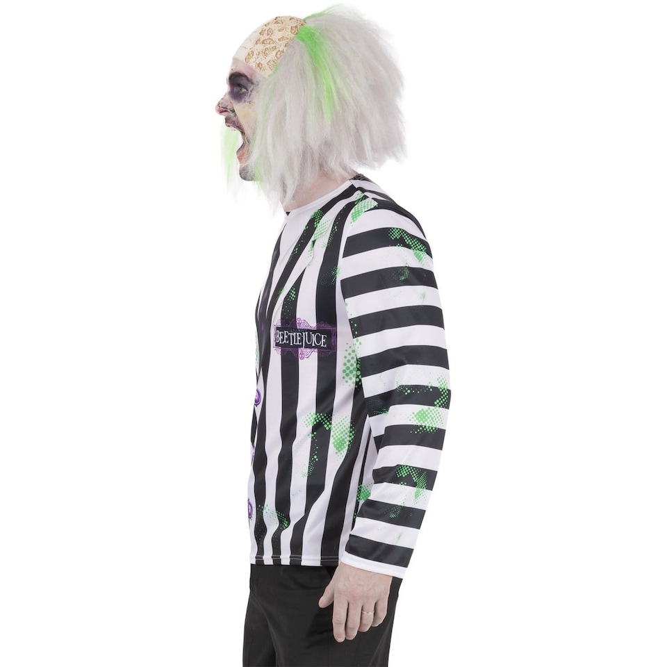 image 1 of Beetlejuice Unisex Adult Costume Top | Black | Black/White | L | 1