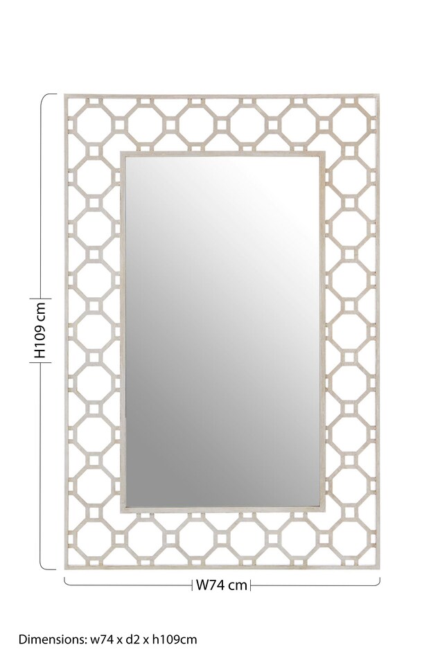 image 1 of Orsina Contemporary Design Arabesque Wall Mirror, Reflective Rectangular Frame New Mirrors, Metallic Accent Mirror