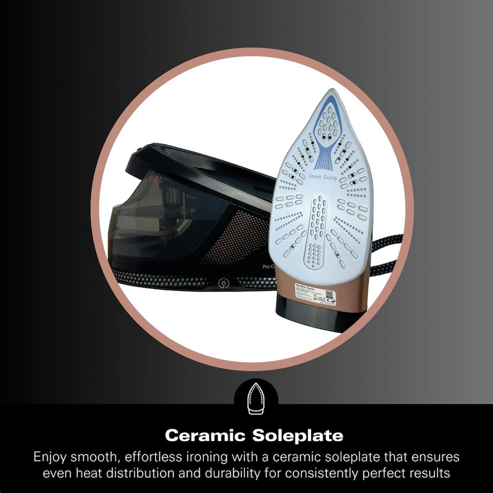 image 1 of Hamilton Beach Procare Steam Generator Iron, 3100W, Pro Care, 3 Bar Pressure, Vertical Steam, Non-Stick Soleplate, Auto Shut Off