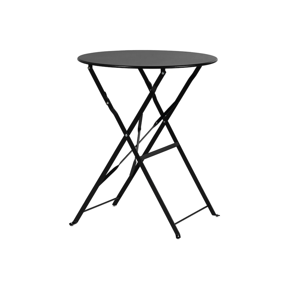 image 1 of Round Metal Folding Patio Bistro Table - 60cm - Black Black