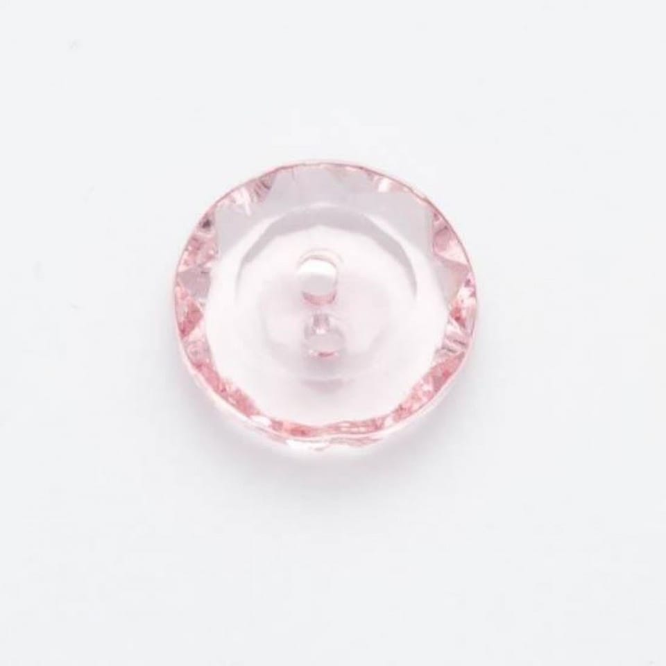 Minerva Pink Round Faceted Clear Cut Buttons for Dressmaking - 15mm - per value pack of 100
