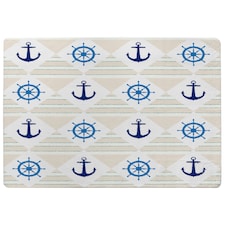 Nautical Elements On Striped Rug | Multi