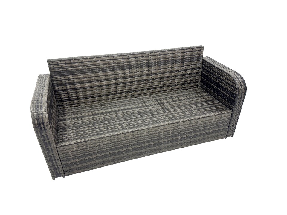 image 1 of Fimous Garden Outdoor Rattan Furniture Set Rattan 3 Seater Sofa with 3 Stools Side Table Dark Grey Mixed