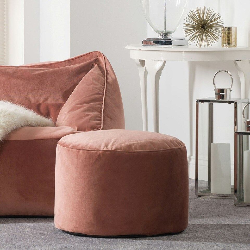 image 1 of icon Milano Velvet Bean Bag Pouffe Dusk Pink Large Velvet Footstools Pink | Pink