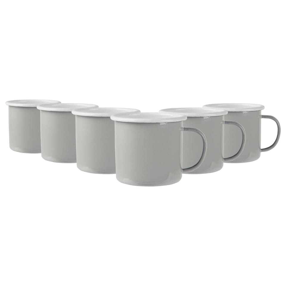 image 1 of Argon Tableware Coloured Enamel Mugs - 375ml - Grey - Pack of 6 | Grey | Grey