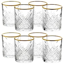 Timeless Tumbler With Gold Rim Whiskey Glasses Cocktails 420ml | Clear | Clear | Set of 8