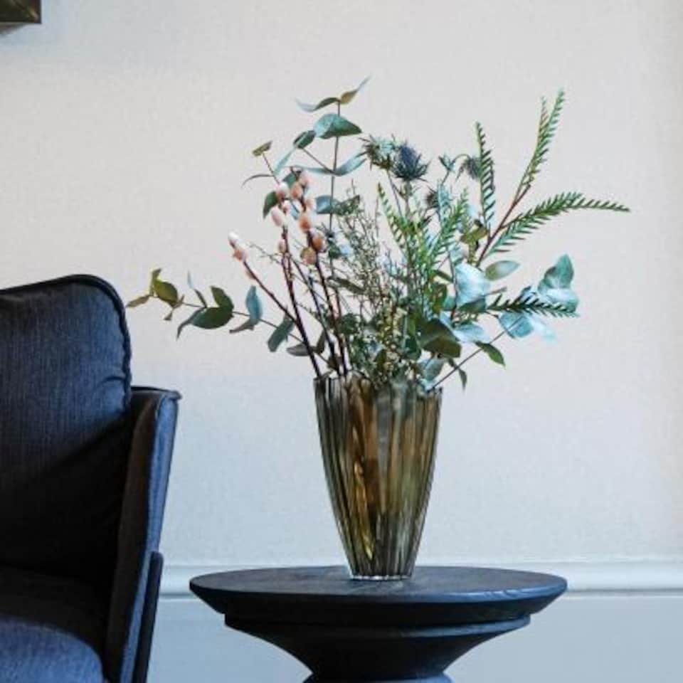 image 1 of Mocha Rippled Vase - Glass - L14.5 x W14.5 x H25 cm - Mocha | Brown