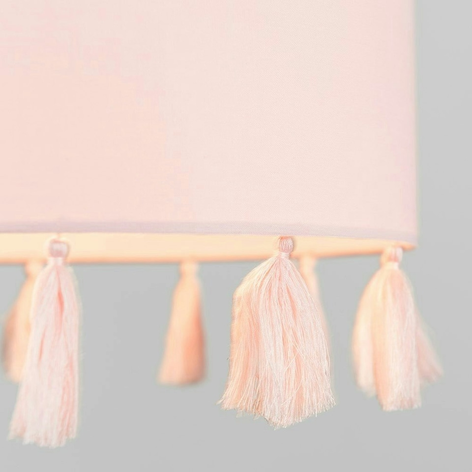image 1 of ValueLights Modern Pink Drum Tassel Ceiling Pendant Light Shade