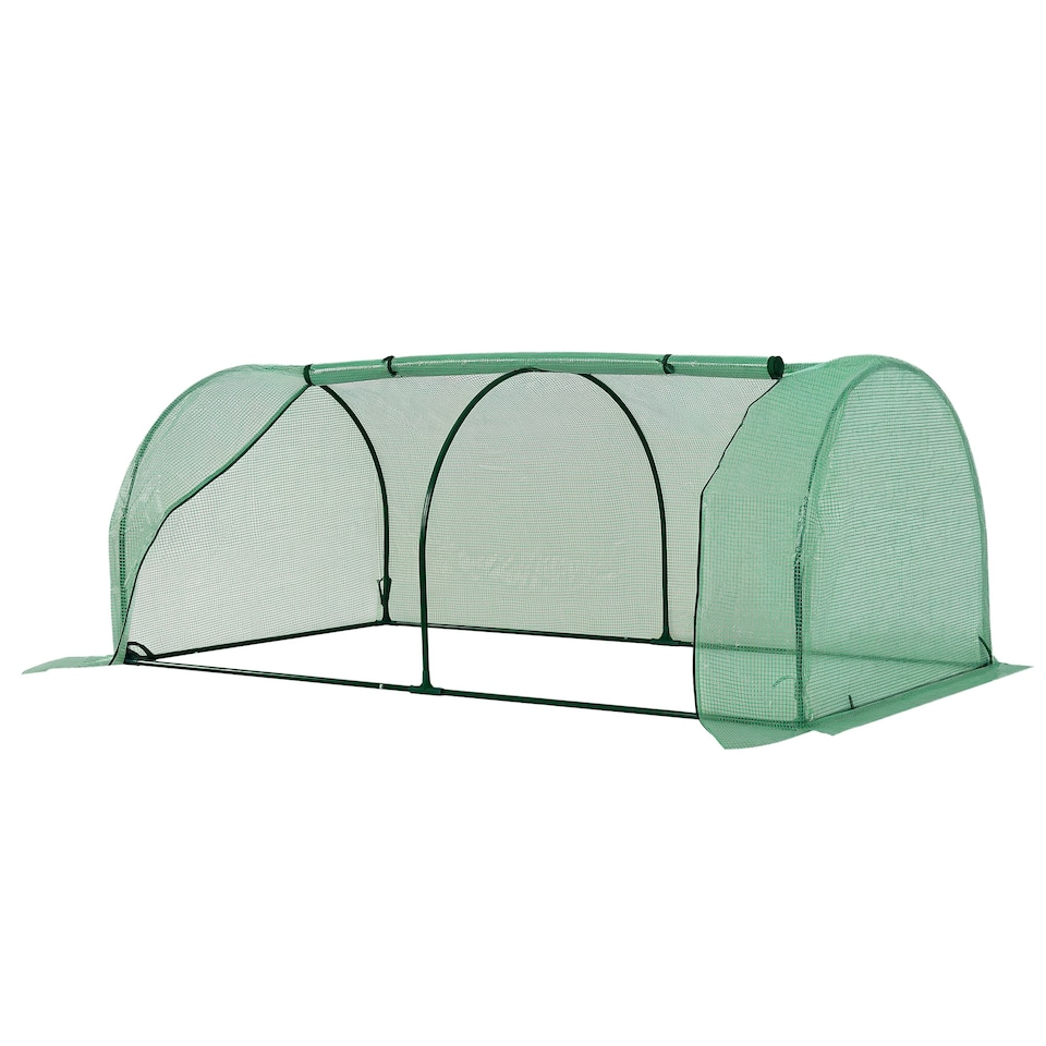 image 1 of Outsunny Tunnel Greenhouse Grow House Steel Frame PE Green 200x100x80 cm
