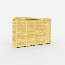 16 x 4 Feet Pent Shed - Single Door Without Windows - Wood - L118 x W474 x H201 cm Brown