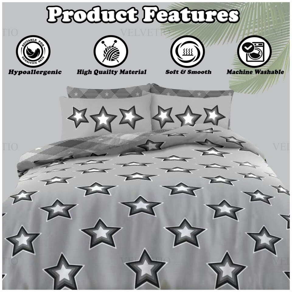 image 1 of VELVETIO Sammy Complete Duvet Cover Set with Fitted Sheet Printed Bedding Quilt