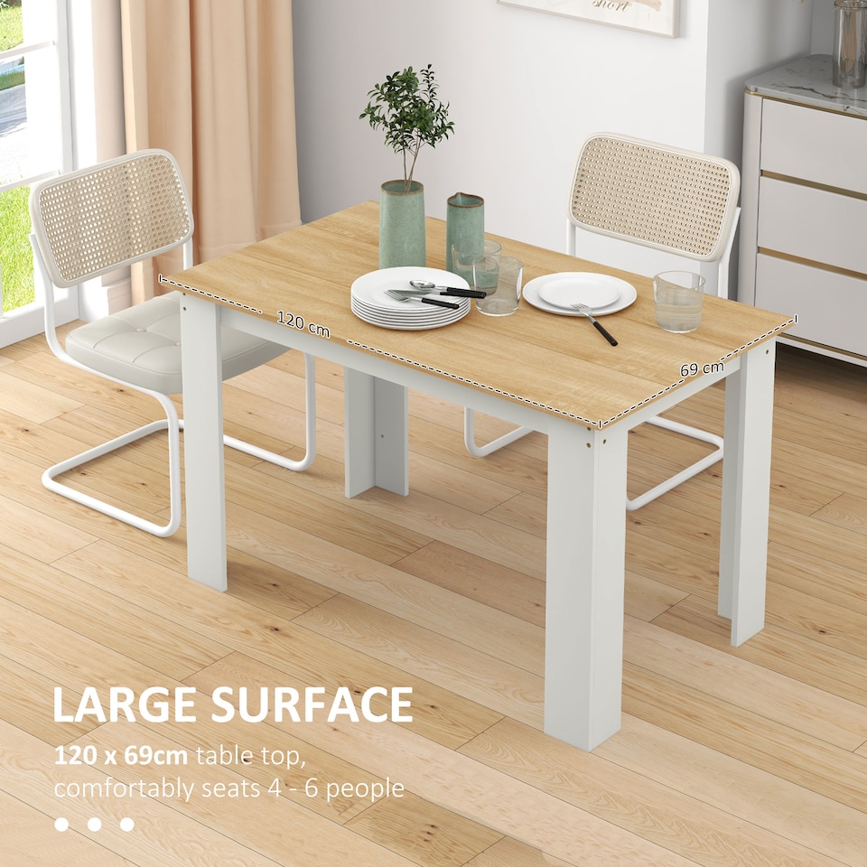 image 1 of HOMCOM Dining Table for 4-6 People, Wood Effect Tabletop