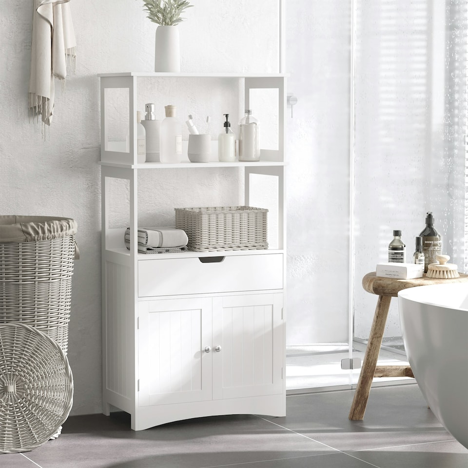 image 1 of kleankin Bathroom Floor Storage Cabinet Kitchen Sideboard Standing Unit W/ Doors
