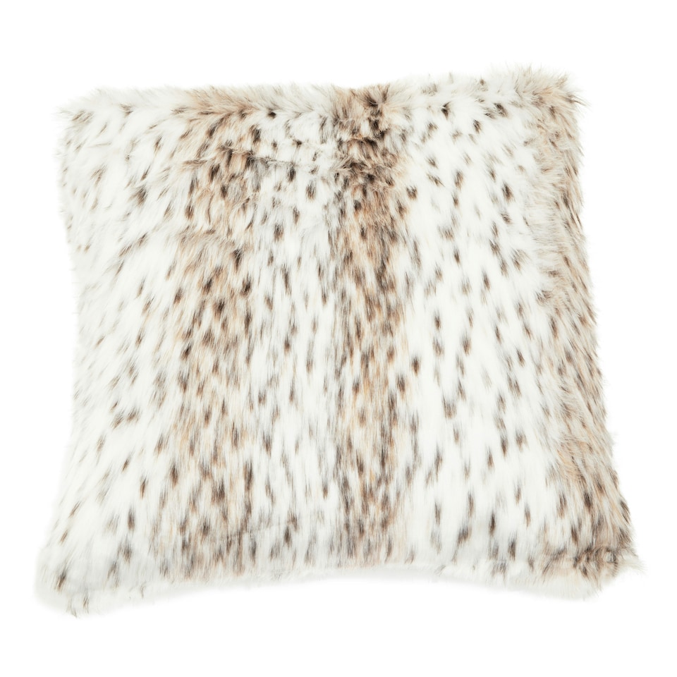 image 1 of Bosie Lamina Animal Print Square Fur Cushion Cream