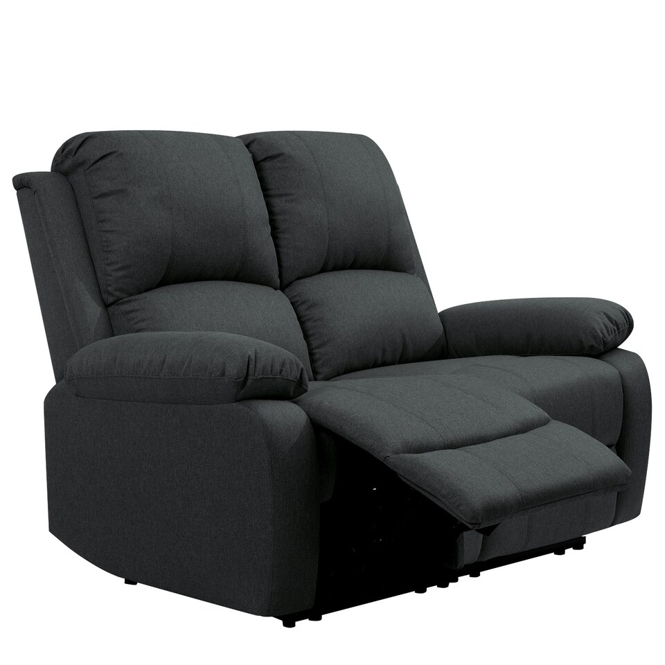 image 1 of Luxury Fabric Reclining Sofa Set With 2-Seater and 3-Seater Sofa In Dark Grey