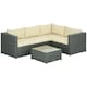 image 1 of Outsunny 3Pcs Rattan Corner Sofa Set with Coffee Table, Cushion, Beige