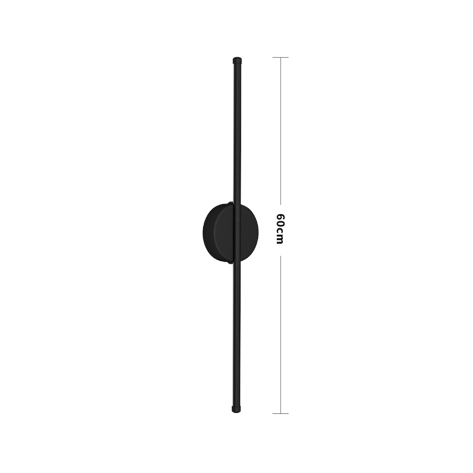image 1 of Living and Home Hardwired Minimalistic Linear LED Wall Sconce with Cool Light, Black, 60cm | Black | 60cm | 1