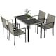 image 1 of Outsunny Rattan Garden Furniture for 4, Dining Table and Chairs, Mixed Grey