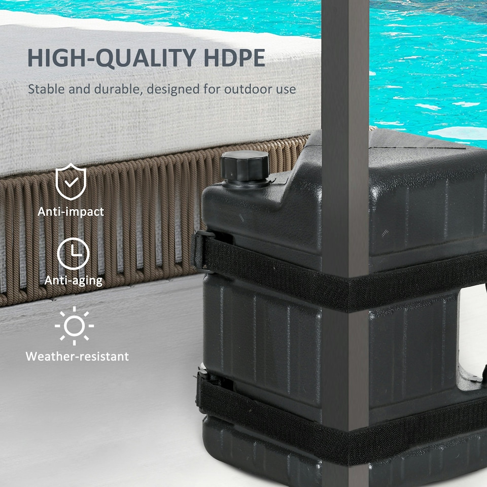 image 1 of Outsunny Gazebo Weights Set of 4, HDPE Water or Sand Filled with Secure Straps