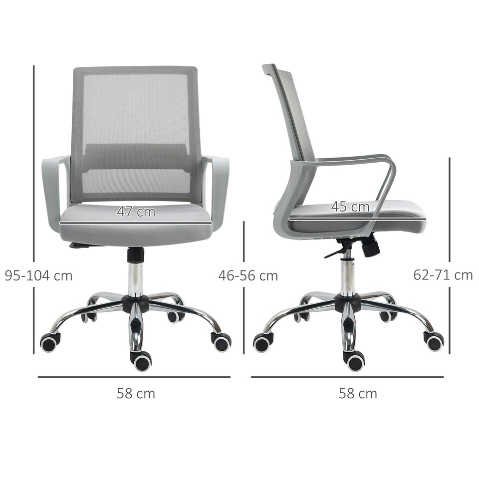 image 1 of Vinsetto Mesh Office Chair Desk Chair w/ Swivel Seat Adjustable Height Grey