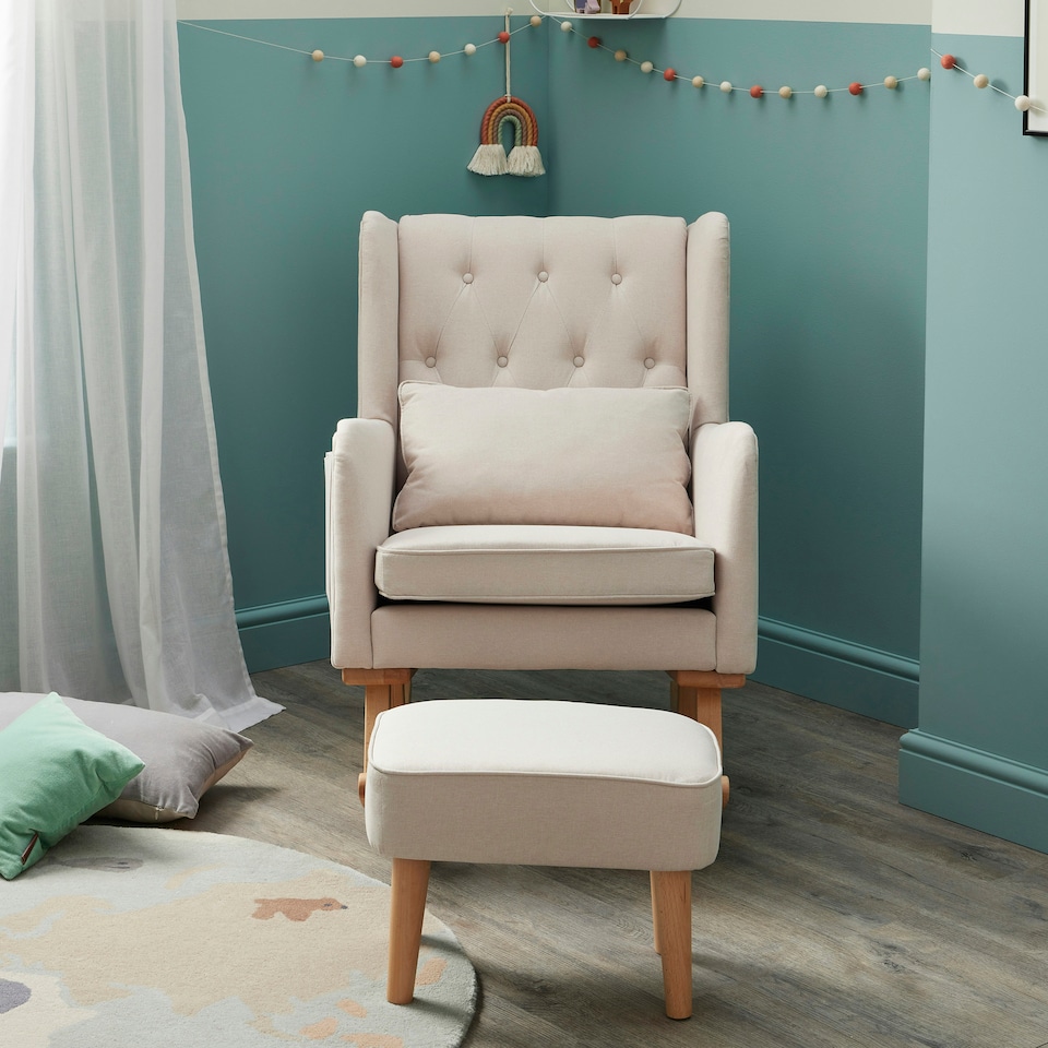image 1 of Babymore Lux Nursing Chair with Stool - Cream Cream