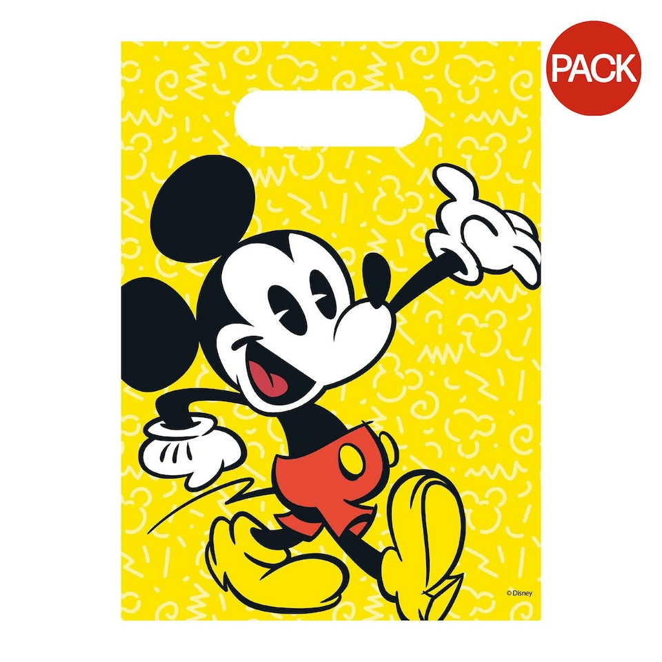 image 1 of Disney Retro Mickey Mouse Gift Bag (Pack of 6) - Yellow - One Size