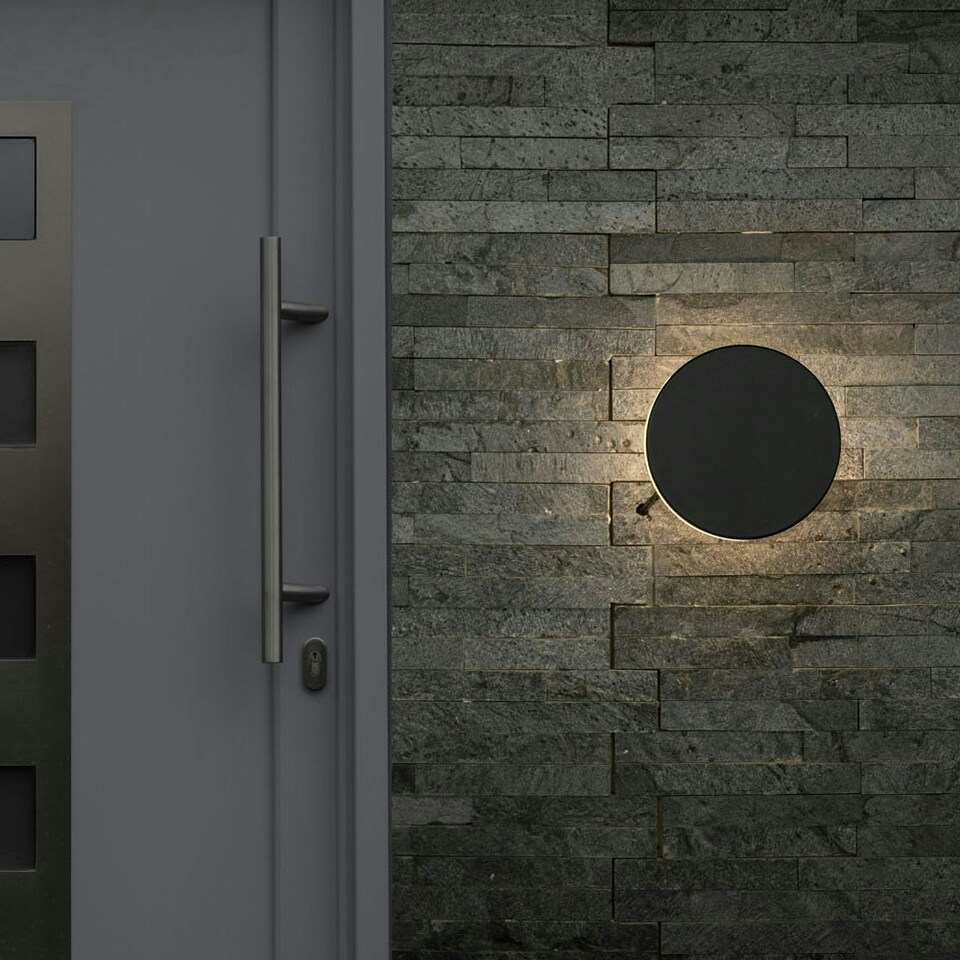 image 1 of ValueLights Infinity Black Backlit Circle Integrated LED Wall Light