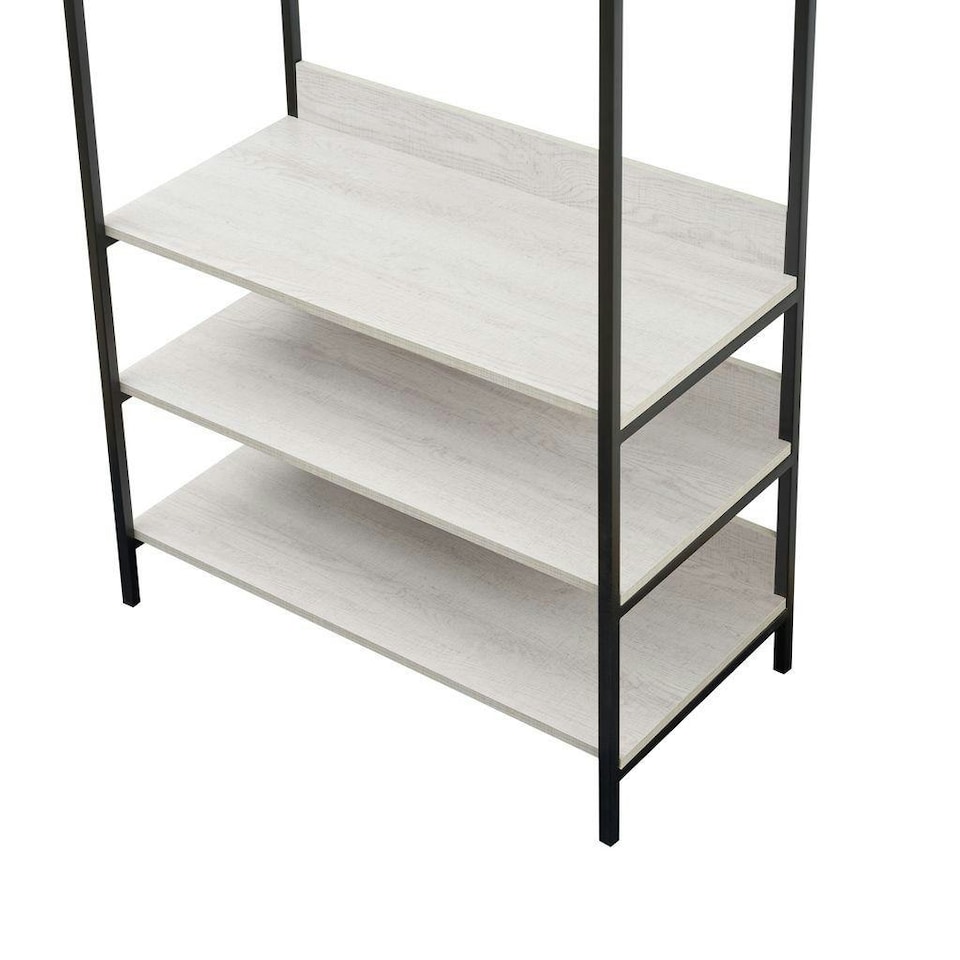 image 1 of Alva Open Wardrobe with 4 Shelves White | White Oak