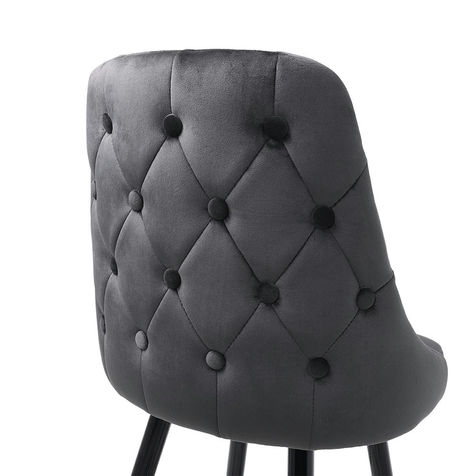image 1 of Living and Home Set of 2 Modern Upholstered Velvet High Chairs Bar Stools