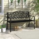 image 8 of COSTWAY 128CM Patio Bench Slatted Metal Garden Loveseat Black