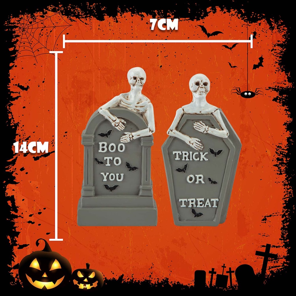 image 1 of PMS Halloween Tombstone Skeletons 2 Pack - Grey