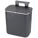image 1 of Dihl 9 Litre Hanging Trash Bin with Lid, Wall Mounted Garbage Can Kitchen Compost Bin, Plastic Rubbish Bin Wastebasket for Cupboard, Cabinet Door, Bathroom, Bedroom, Offices - Anthracite/Grey | Grey