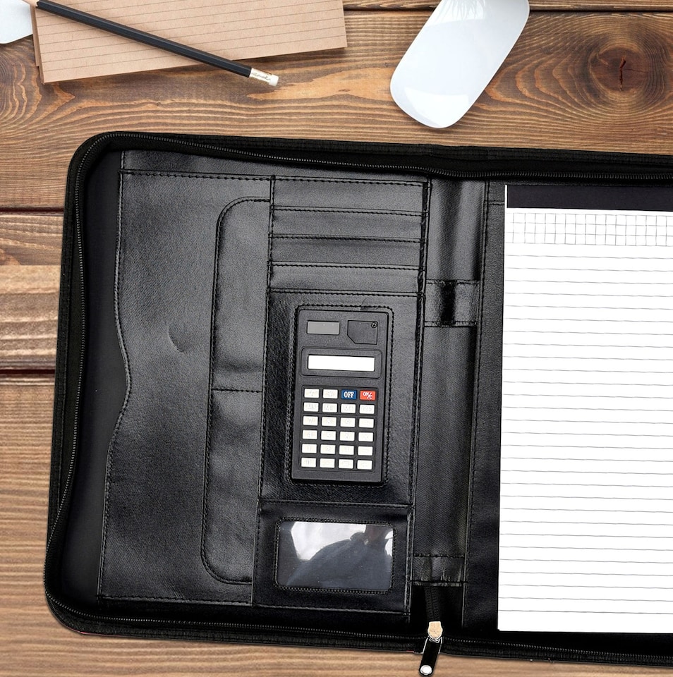 image 1 of ARPAN A4 Conference Folder Portfolio – Executive Business Organiser with Calculator, Writing Pad, Pen Holder & Document Storage for Office, Meetings & Interviews