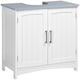 image 1 of kleankin Pedestal Under Sink Cabinet with Double Doors, Modern Bathroom Vanity Unit, Storage Cupboard with Adjustable Shelves, White | White | White
