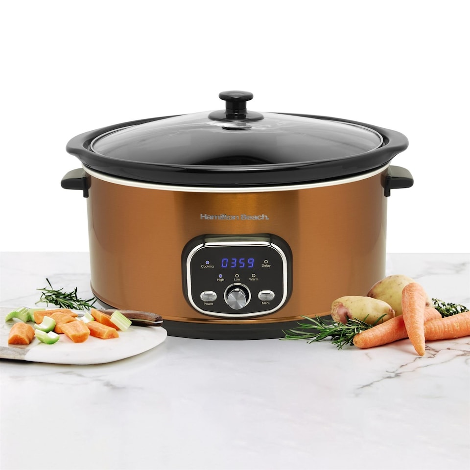 image 1 of Hamilton Beach 6.5L Digital Oval Slow Cooker Copper