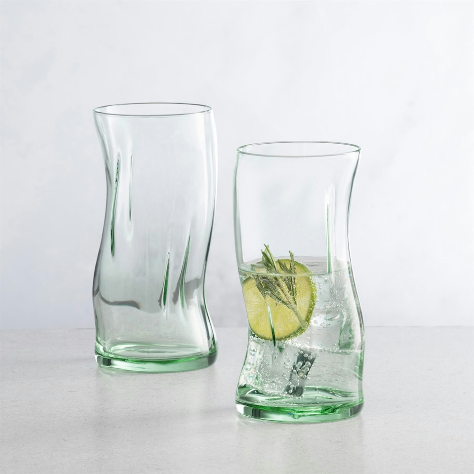 image 1 of Pasabahce Aware Amorf Recycled Highball Glasses - 400ml - Green - Pack of 4