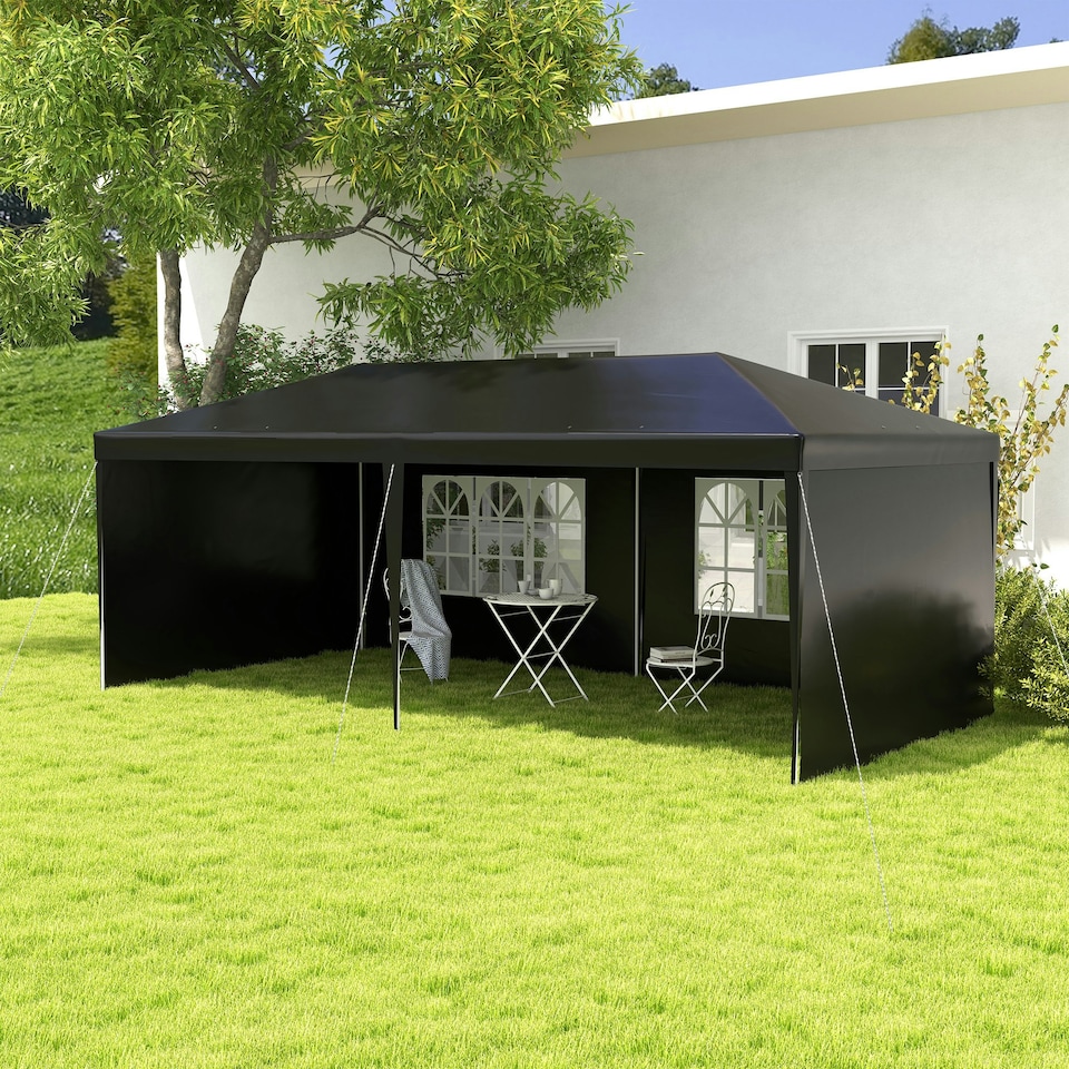 image 1 of Outsunny 6m x 3m Garden Gazebo Marquee Canopy Party Tent Canopy Patio Black
