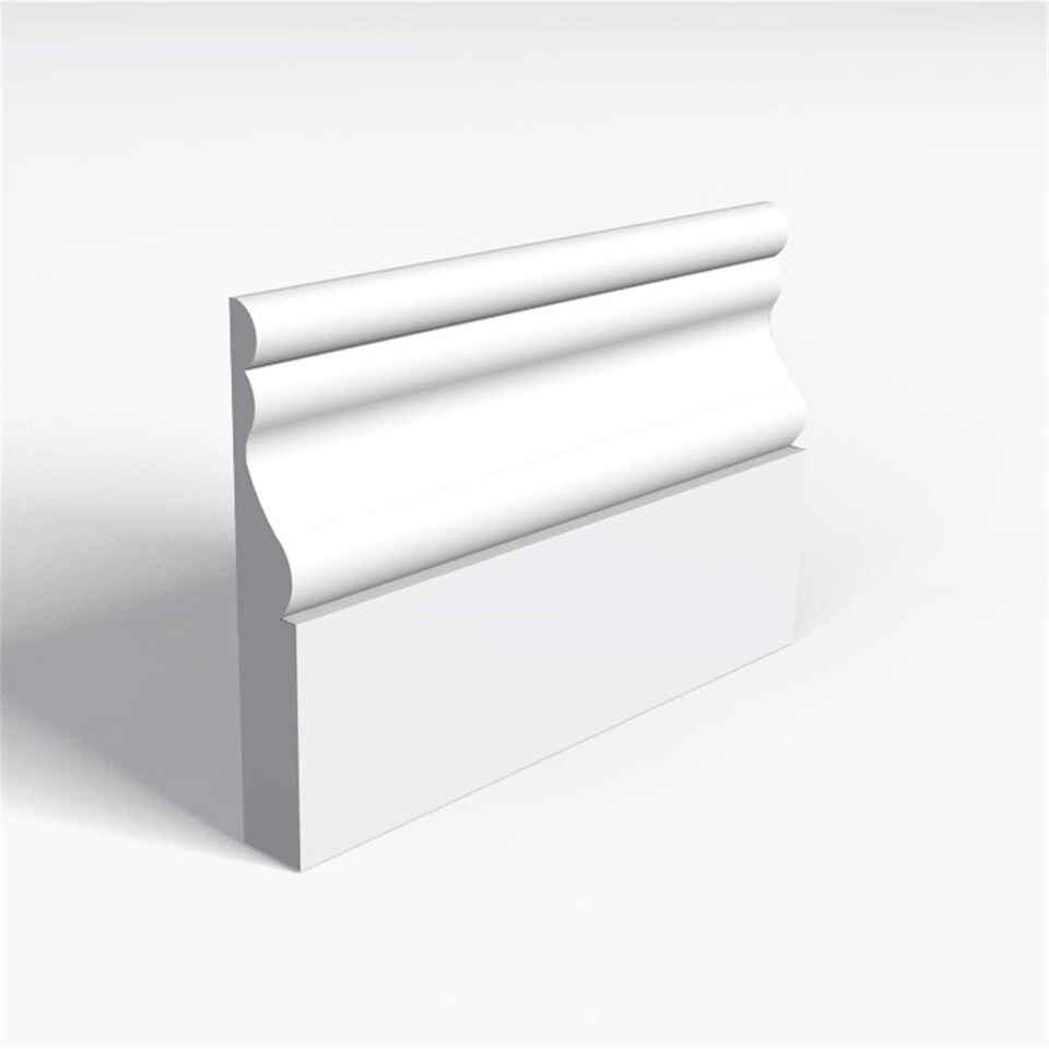 Pack of 5 (Total 5 Units) - Moisture Resistant MDF Primed Cesar Skirting Board & Rebate - 25mm (T) x 169mm (H) x 4200mm (L)