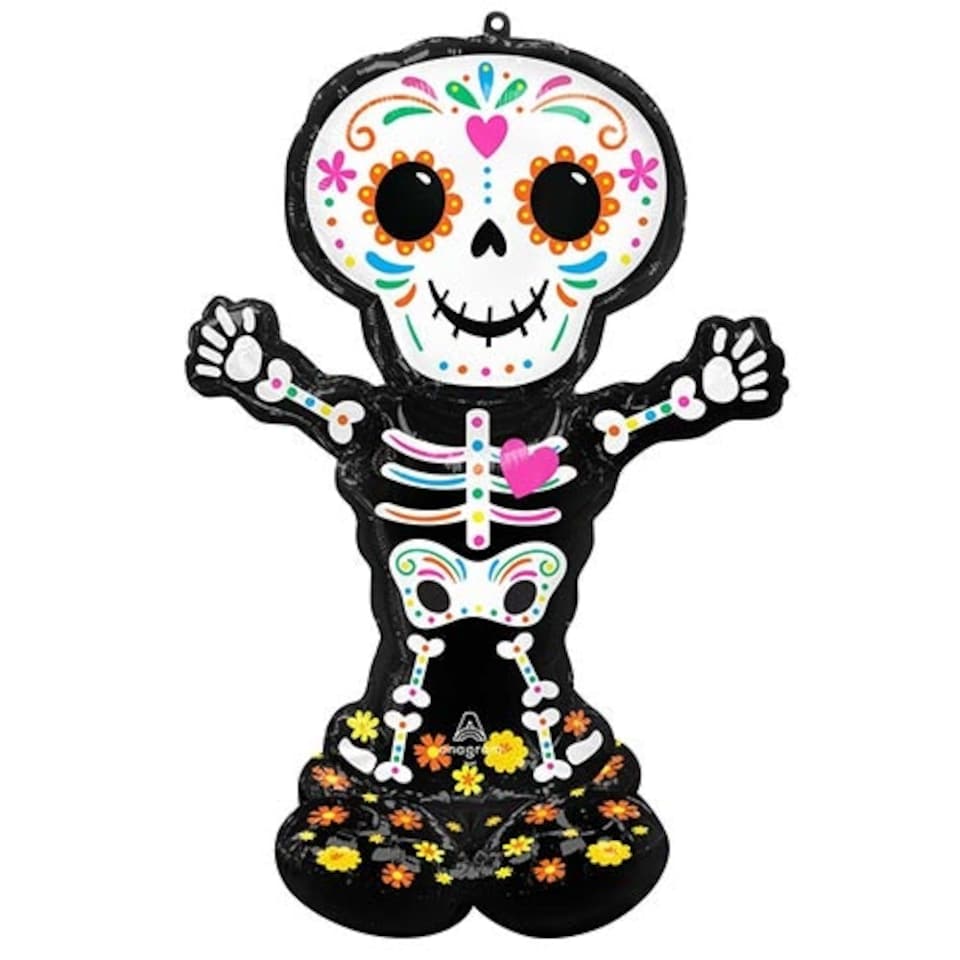 image 1 of Halloween Standing Skeleton Airloonz Air Fill Giant Foil Balloon 132cm / 52 in
