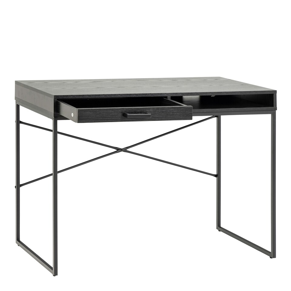 image 1 of Seaford 1 Drawer Office Desk in Ash Black